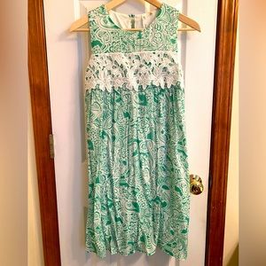NY Collection women’s petite small Spring green and white Easter dress